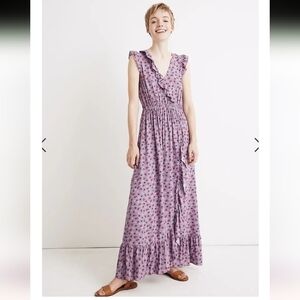 MADEWELL Ruffle-Edged Wrap Maxi Dress in Prairie Posies, SZ 0